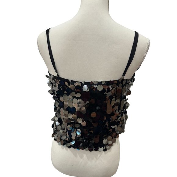 SKIES ARE BLUE Black Silver Sequin Tank Top Size XS NEW New with tags - Picture 5 of 5